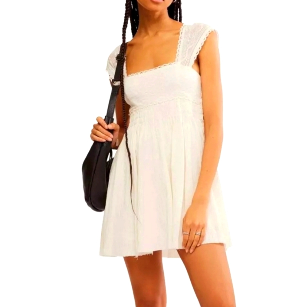 Free People Heartland Embroidered Bodice Mini Dress